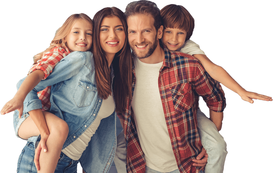 Happy smiling family of four