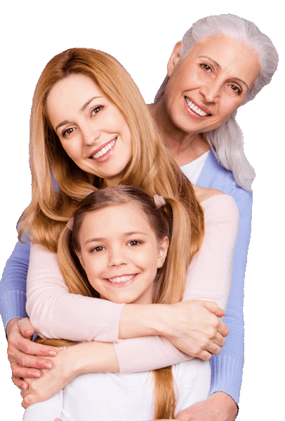 Happy family of three all smiling