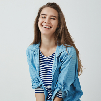 A girl is laughing