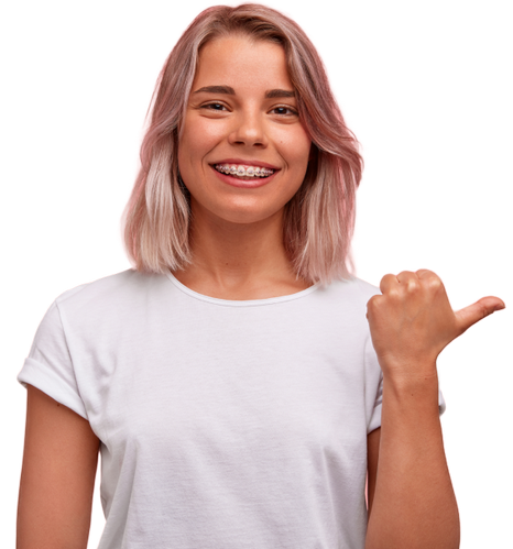 A girl is joyfully smiling