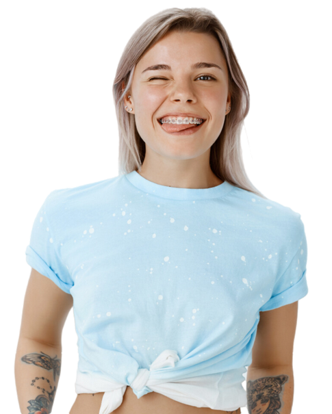 A girl is smiling